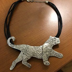 Folk art movable Cat Necklace